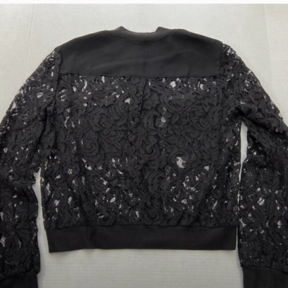 BCBG Black Lace Long Sleeve Zipper Jacket, Small - Picture 7 of 7